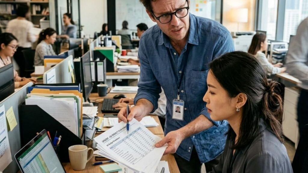 Business owner reviewing a growing workload with their team