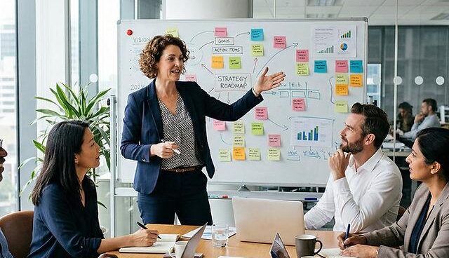 Founder leading a team while giving employees ownership over business decisions